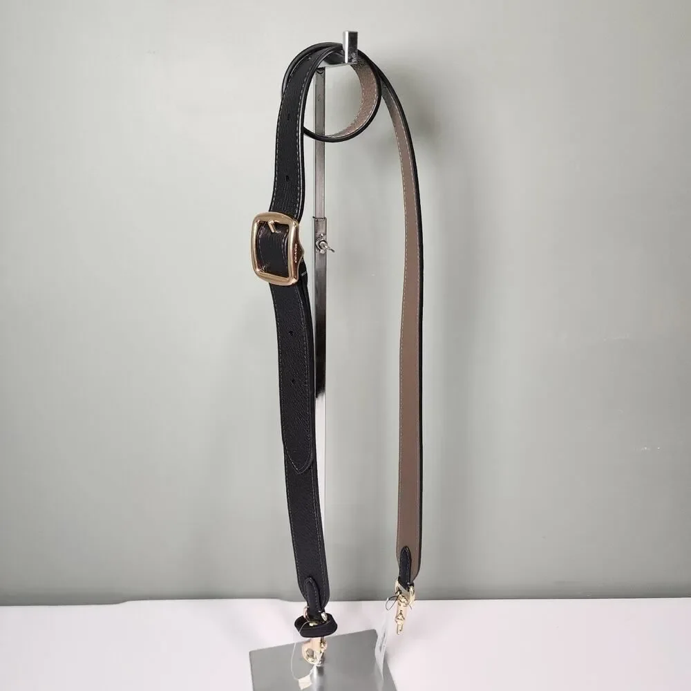 NWT Coach CZ785 Reversible Replacement Adjustable Strap Black Gold Stone Leather